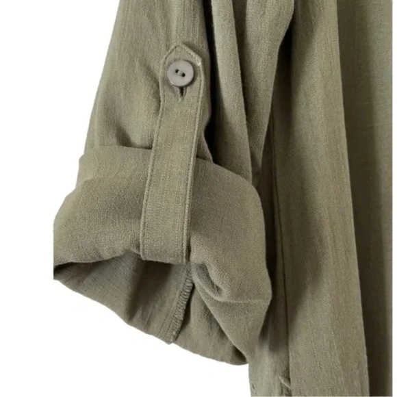 Soft Surroundings | Green Boho Embroidered Eyelet Pintuck Top, Small - Picture 5 of 7